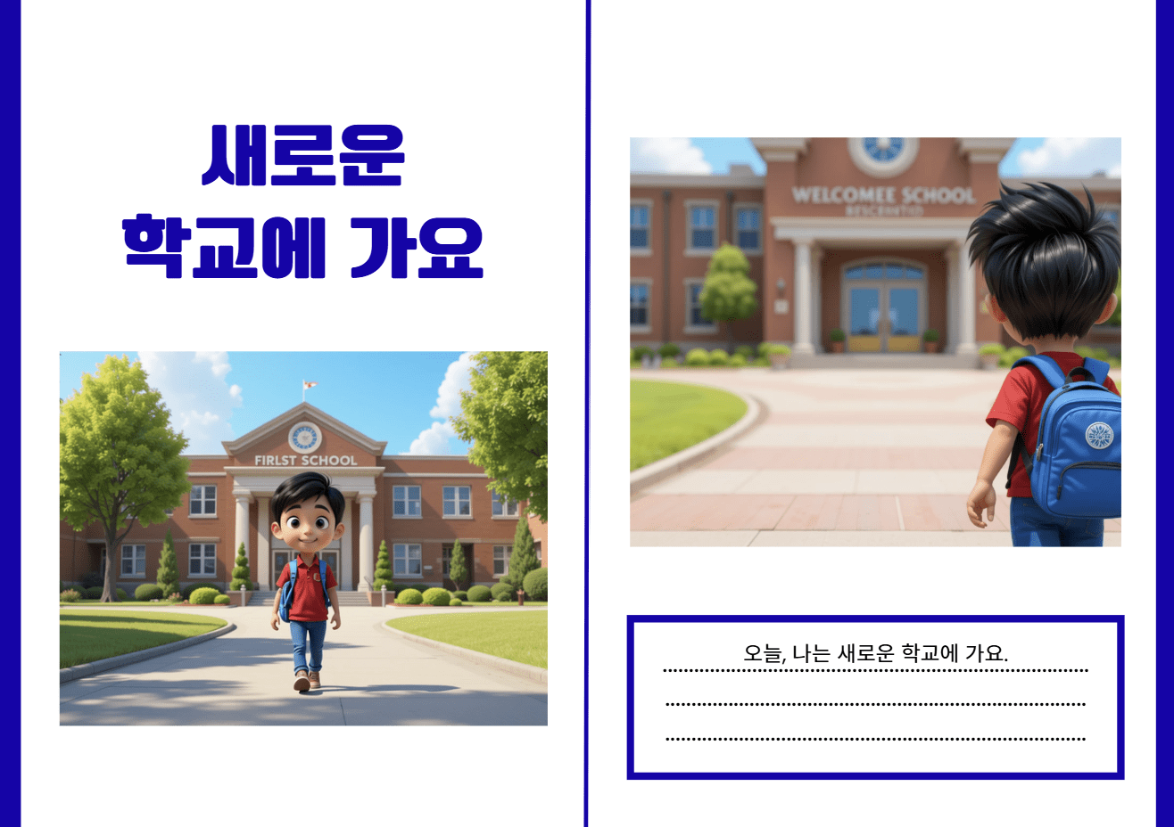 [소셜스토리 패키지] 새 학교에 가요 (영상 + 8페이지 책) - Everbloom Path - Parent Coaching