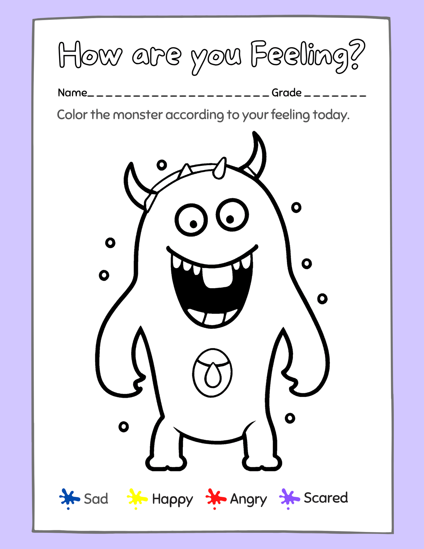 Monster Feeling Coloring - Everbloom Path - Parent Coaching