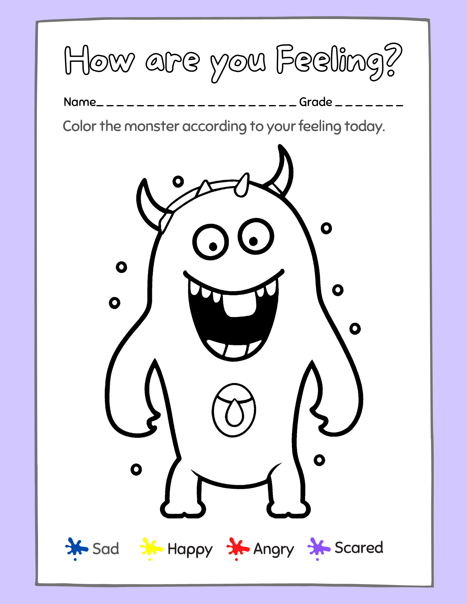 Monster Feeling Coloring - Everbloom Path - Parent Coaching