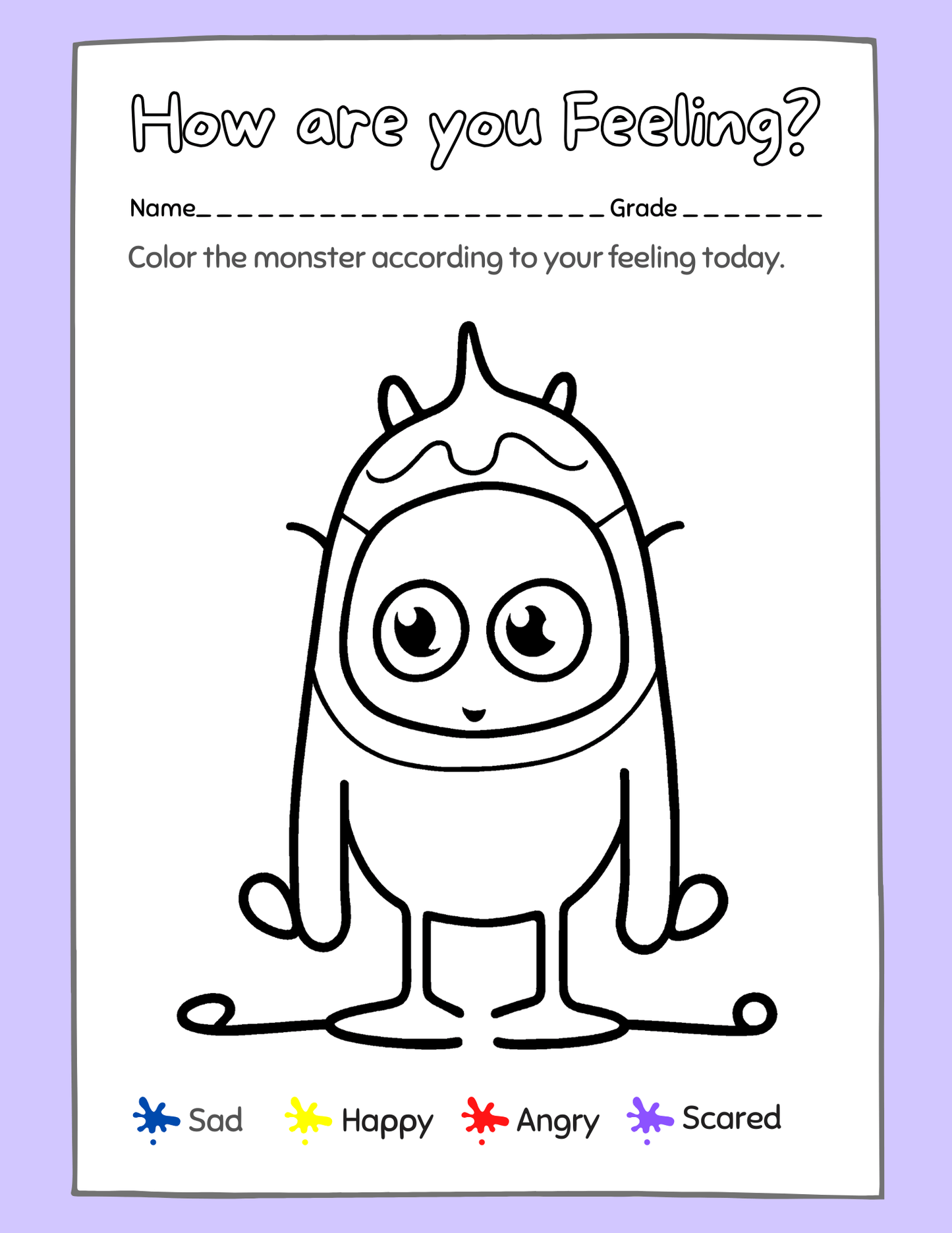 Monster Feeling Coloring - Everbloom Path - Parent Coaching