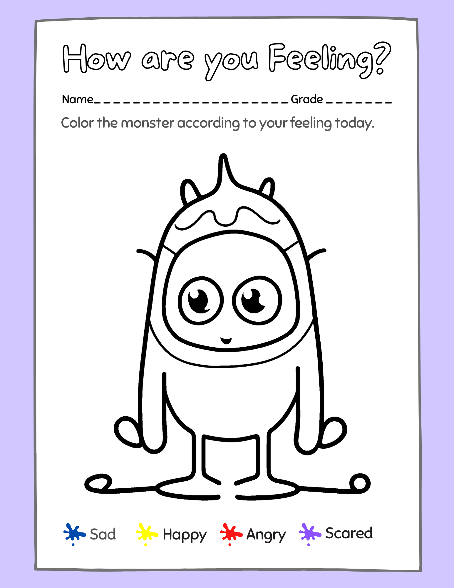 Monster Feeling Coloring - Everbloom Path - Parent Coaching