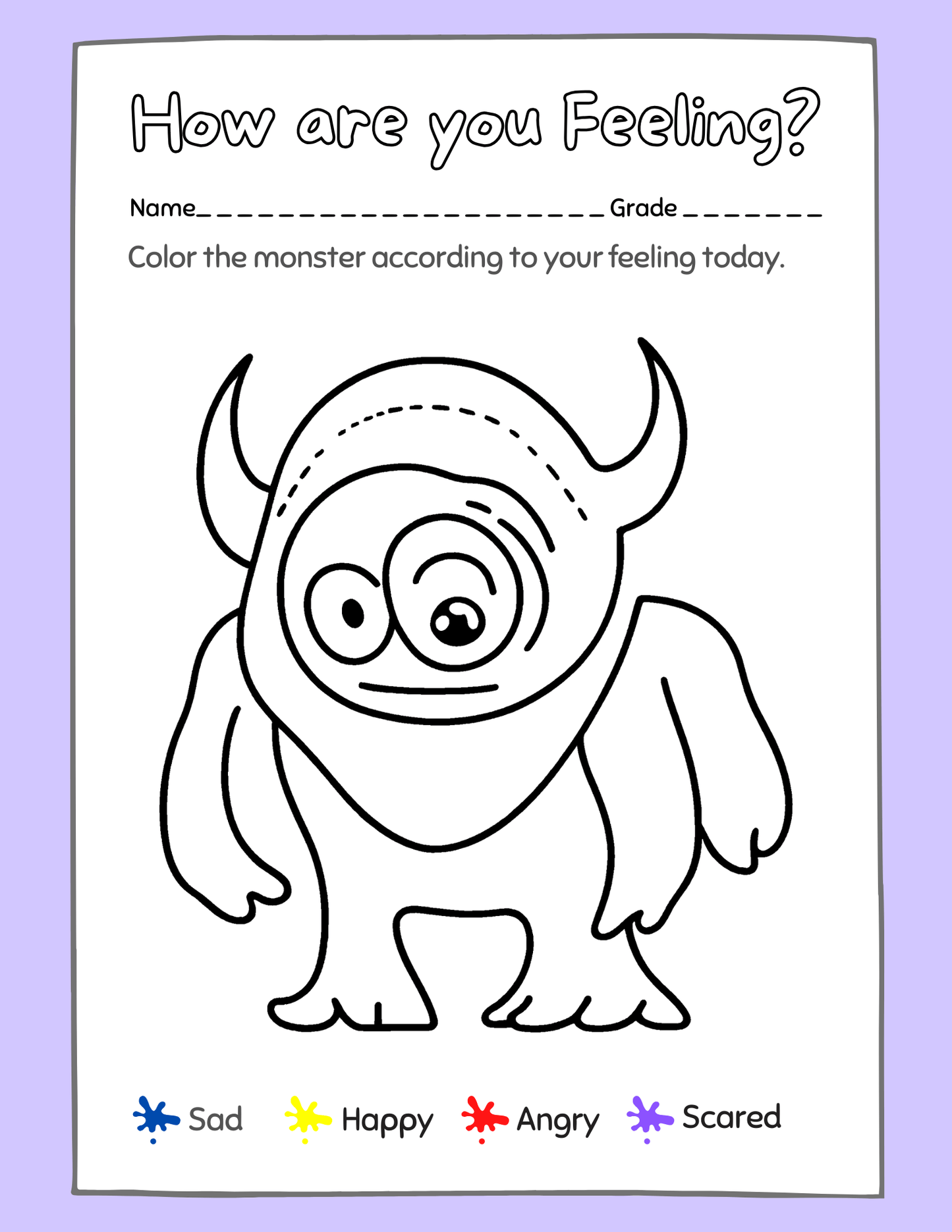 Monster Feeling Coloring - Everbloom Path - Parent Coaching