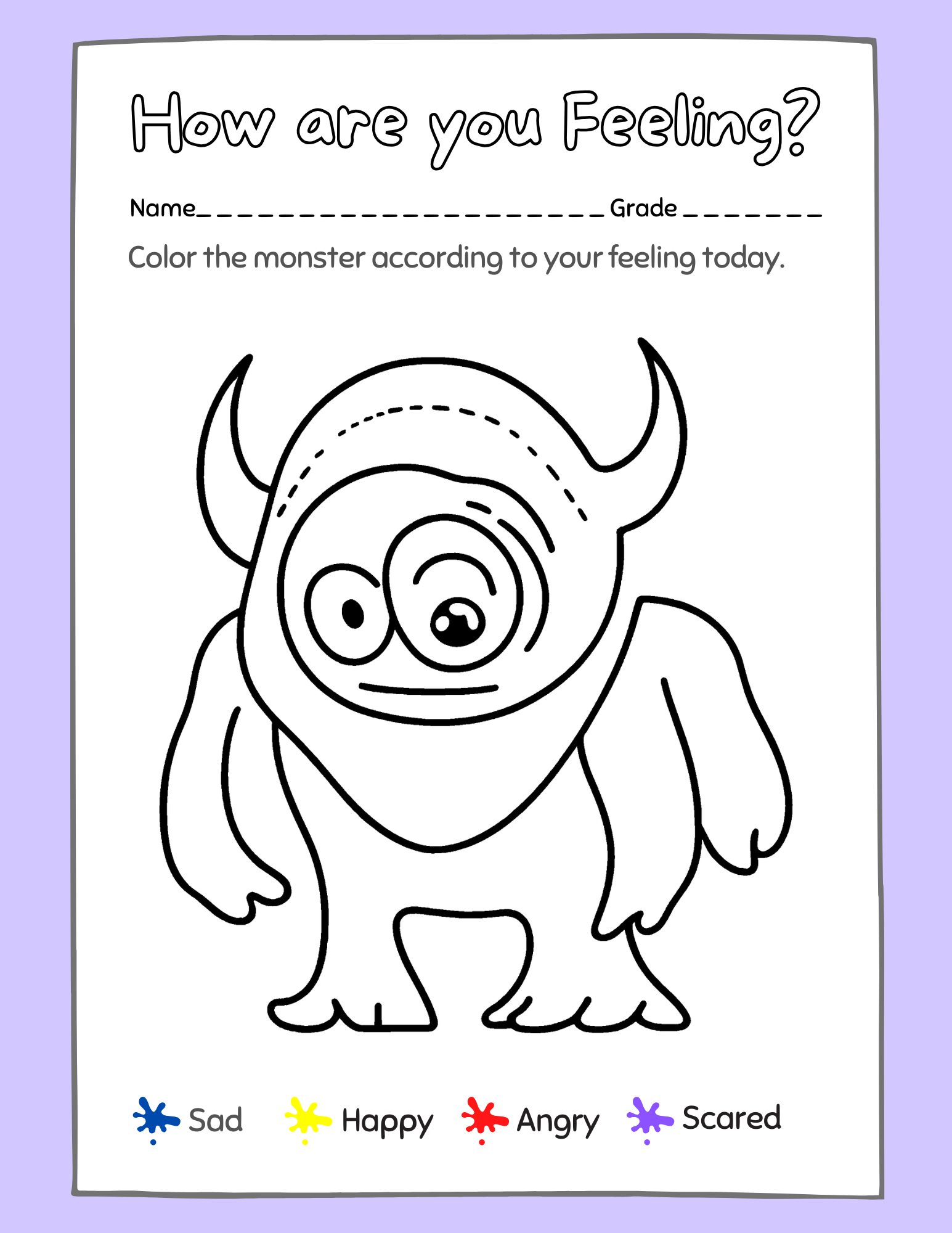 Monster Feeling Coloring - Everbloom Path - Parent Coaching
