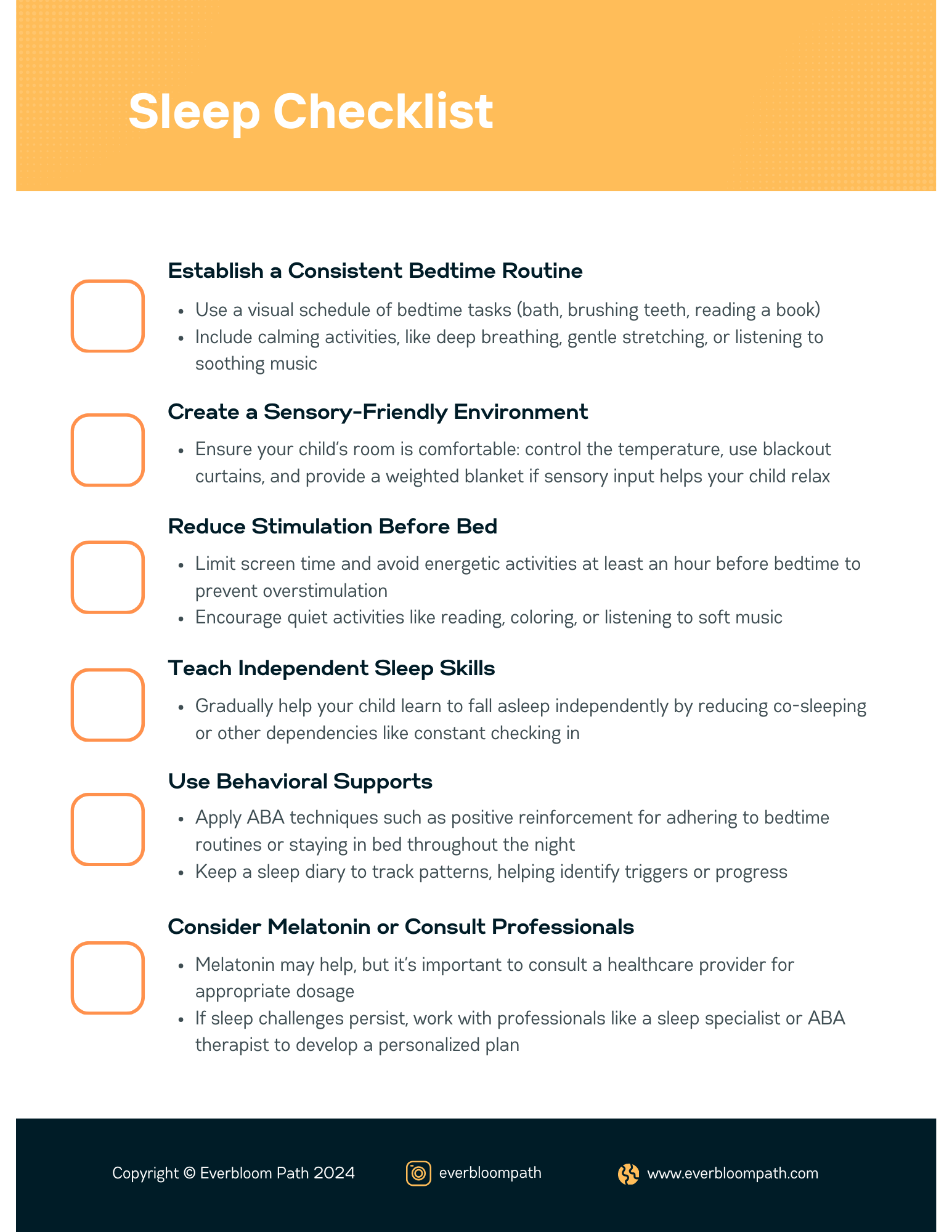 Sleep Checklist & Bedtime Routine (Kor / Eng) - Everbloom Path - Parent Coaching